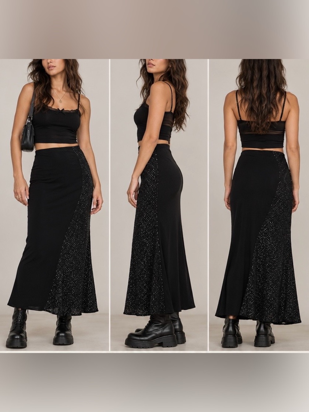 Vintage 90s Cache Black Slinky Asymmetric Textured Skirt Sz XS Goth Avant Garde
